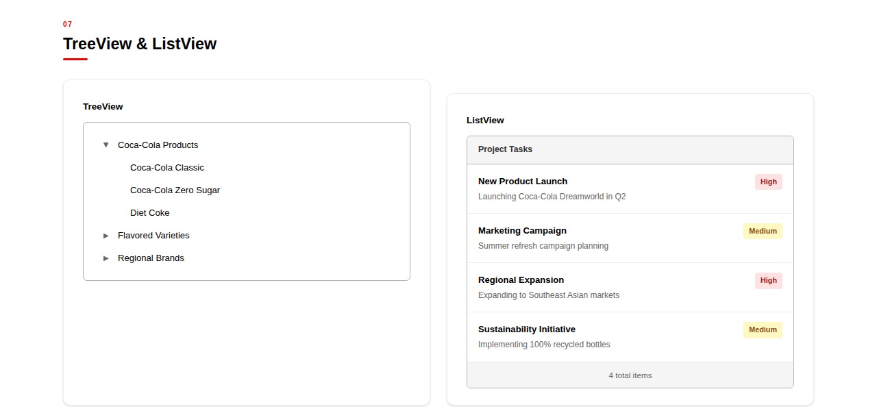 TreeView and ListView components