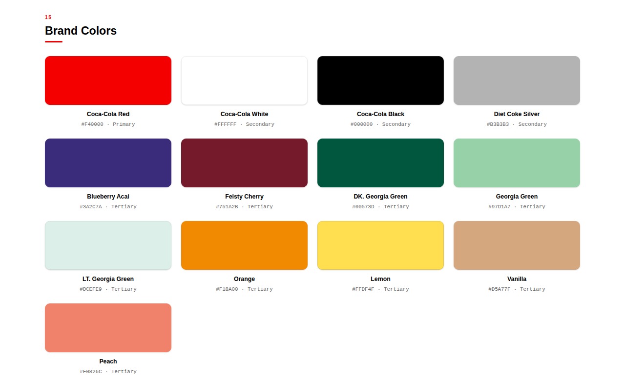 Brand color palette with hex codes